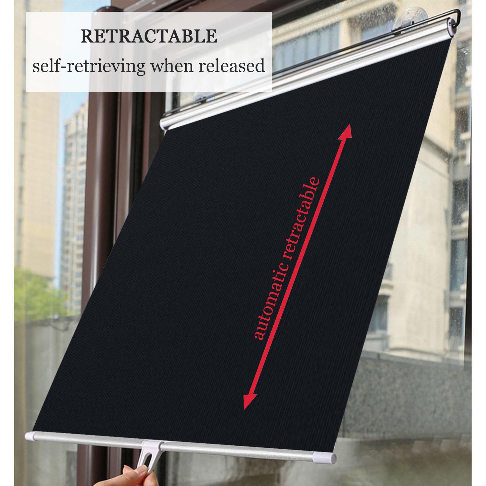 Saugnapf-rollos Ohne Bohren, Verdunkelungsrollos Für Fenster, Verdunkelungsvorhänge 30-80cm Breit, Dachfenster Rollos, Einziehbare/tragbare Sonnenschutzrollos Jalousien,grey-80x200cm/31*79in