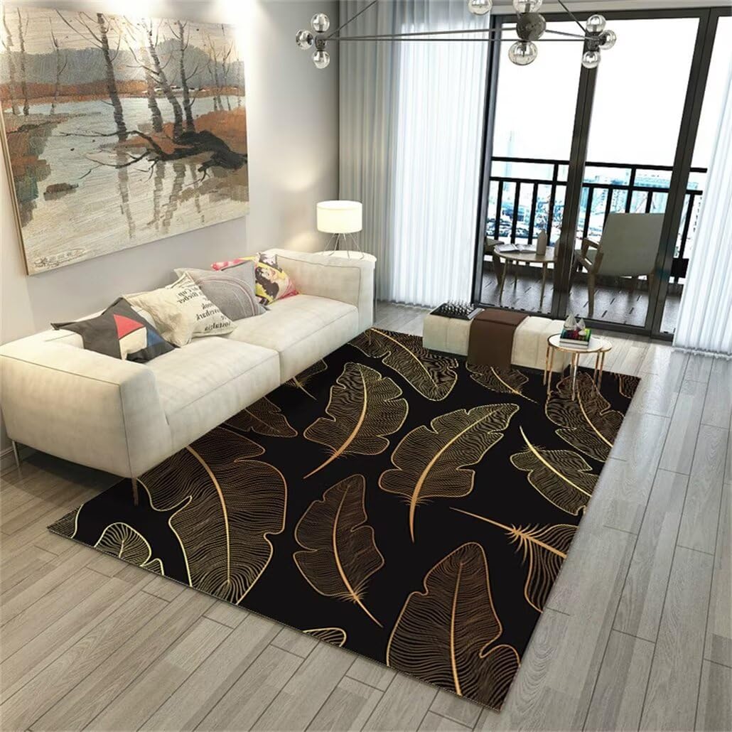 Tapis à feuilles pour chambre enfant garçon et fille noir