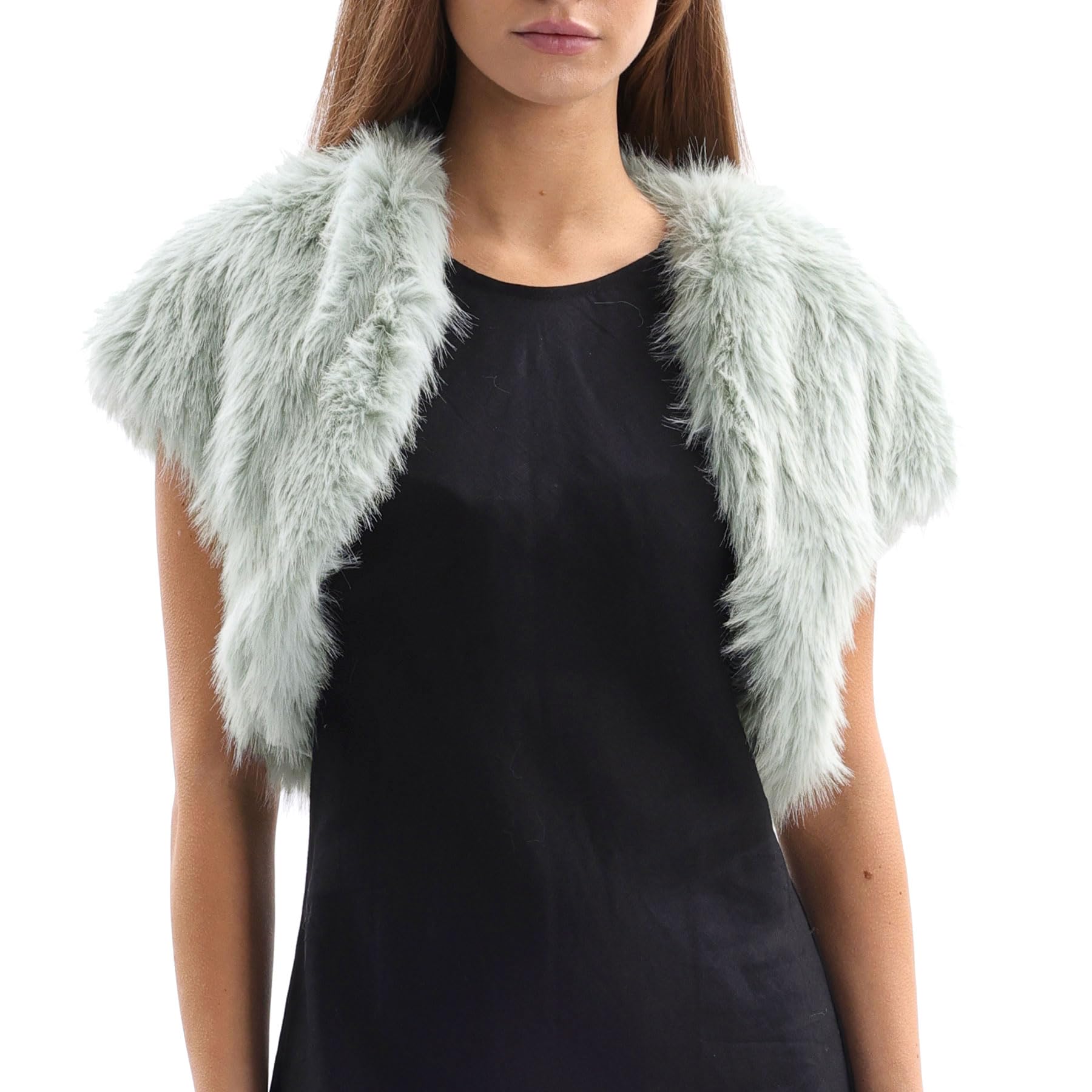 Amazhiyu Bont bruidsjas, korte mouwen, bruidsstola, bolero dames, crop