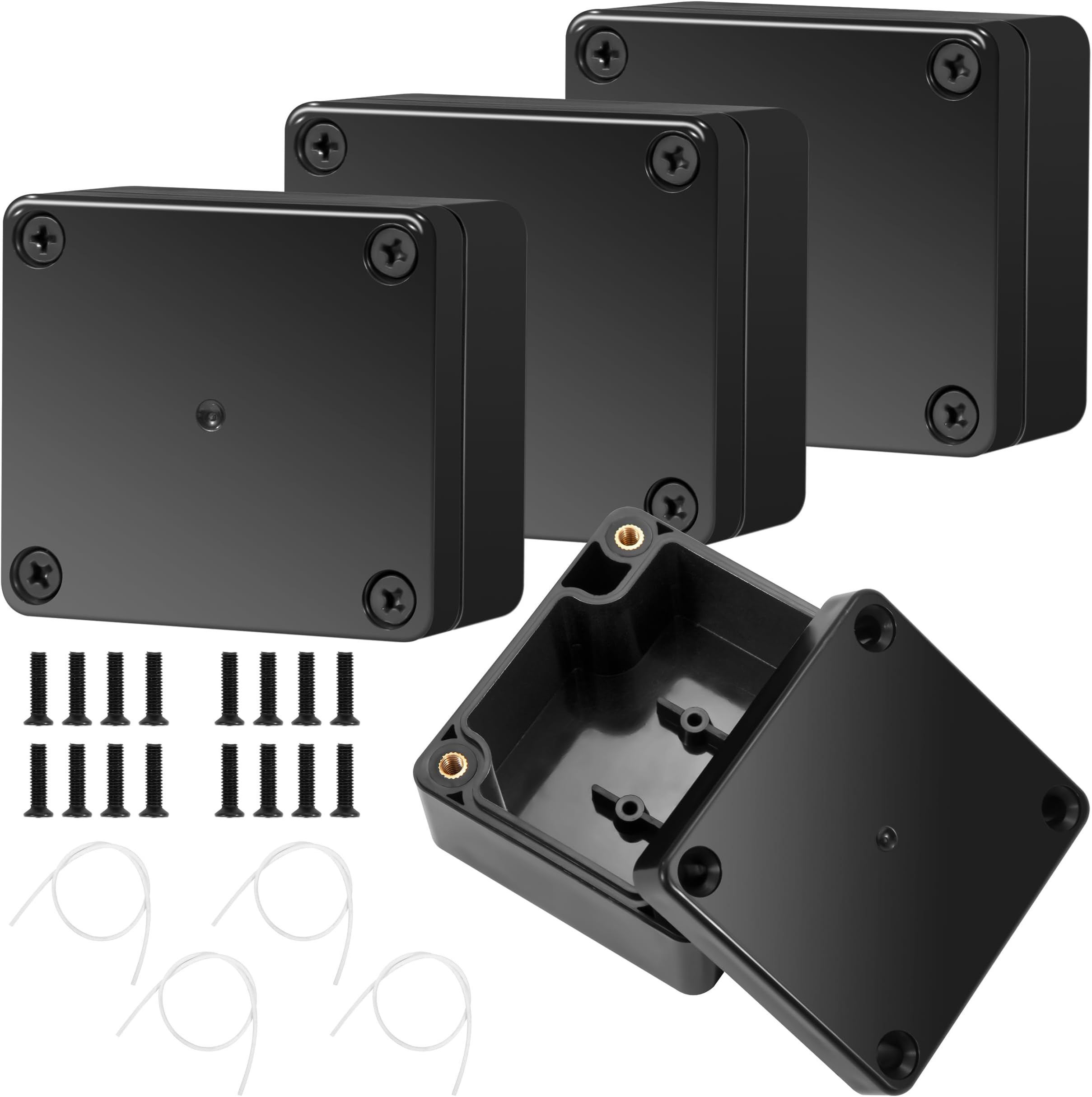 Heveer Black Waterproof Plastic Project Box IP65 Electronic Junction Box Plastic Project Junction Box for Outdoor 4pcs
