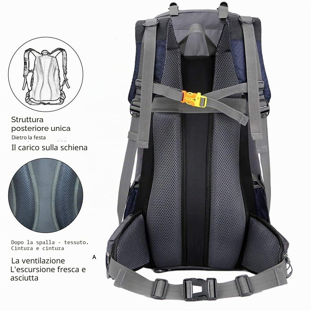 60L zaino impermeabile ultraleggero zaino da viaggio zaino da arrampicata zaino da viaggio zaino da campeggio zaino per attività all'aria aperta con protezione dalla pioggia blu marino