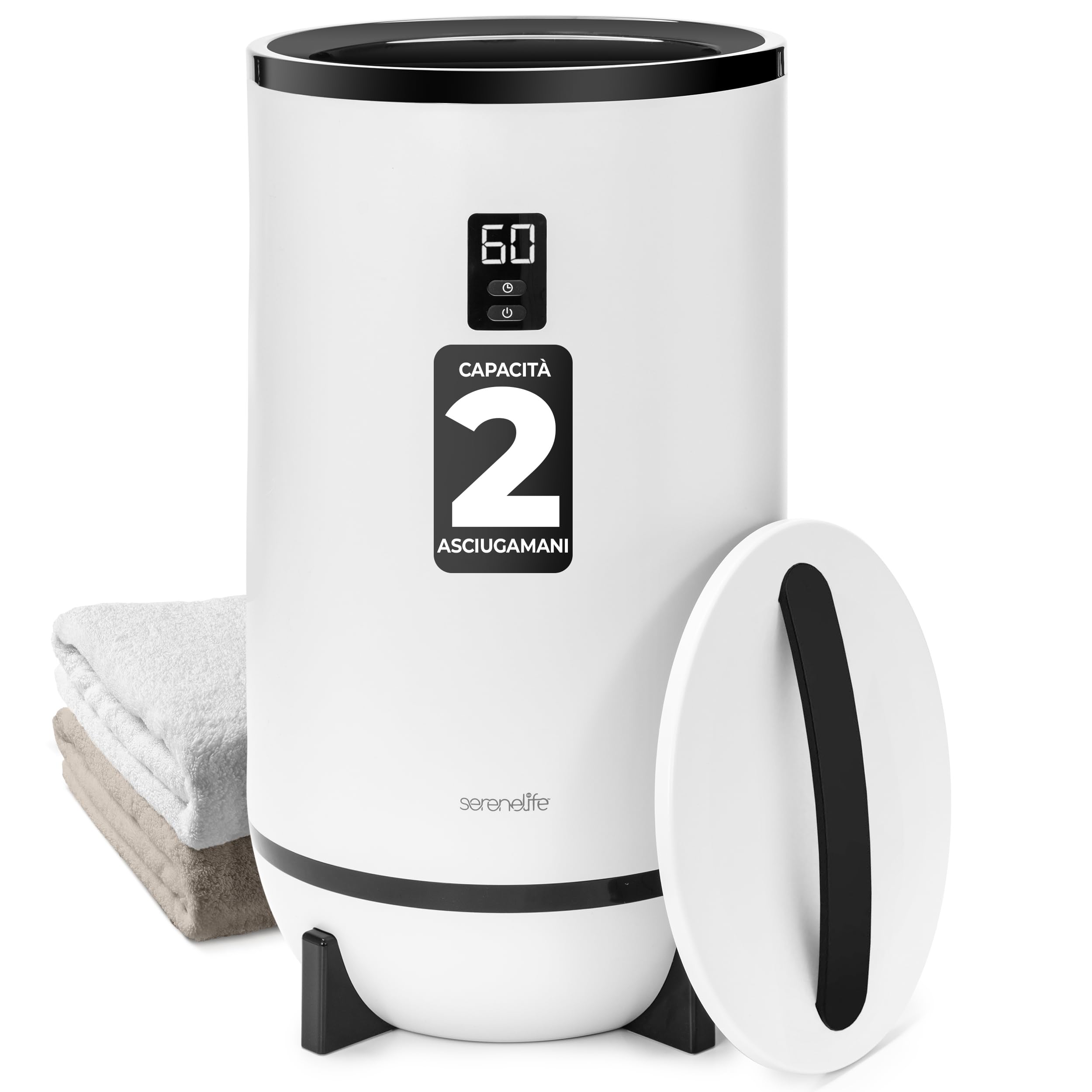 SereneLife Scaldasalviette Elettrico Bagno a Secchio, Scaldasalviette Bagno con Profumazione, Spegnimento Automatico, per 2 Asciugamani, Coperte, Accappatoi
