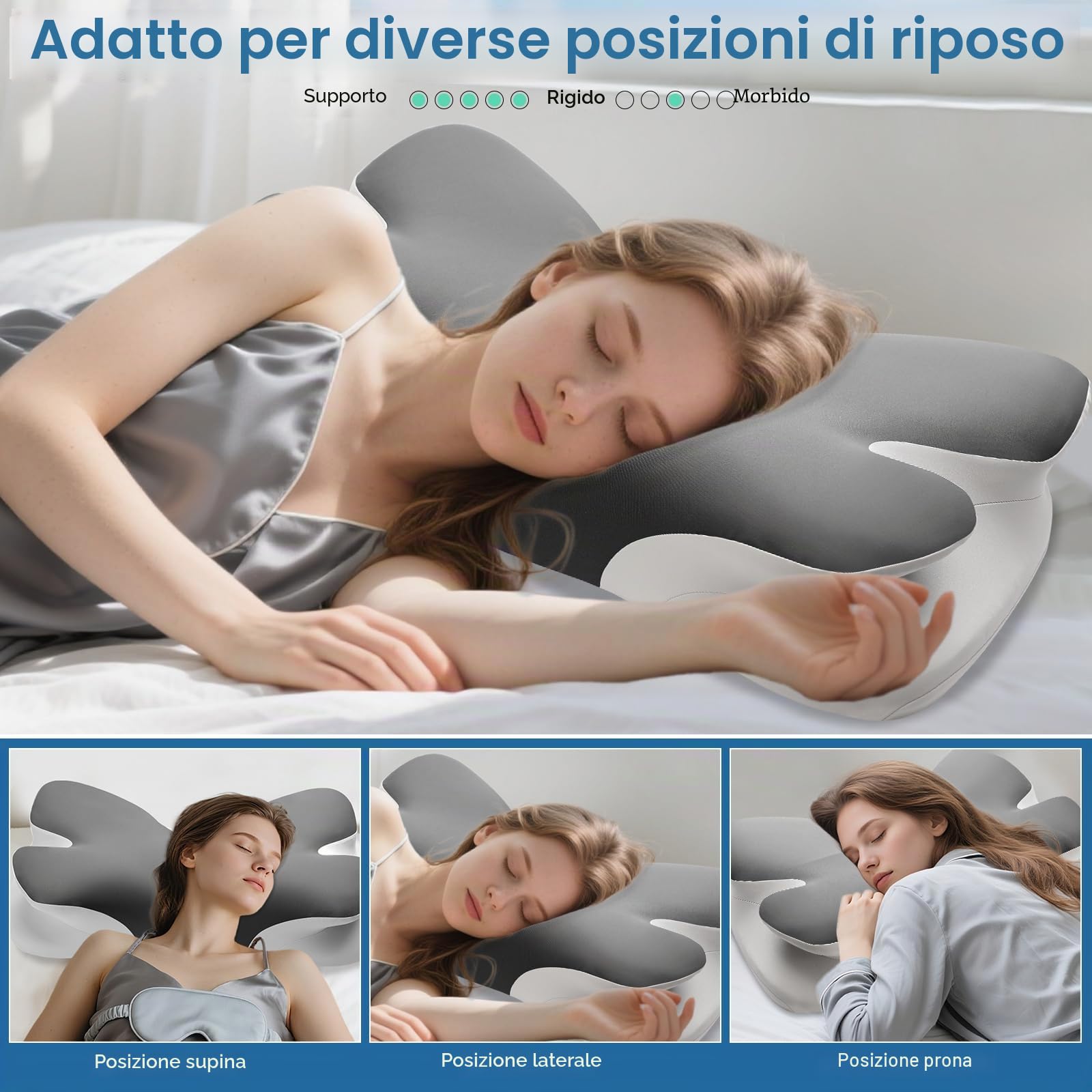 Cuscino Cervicale Cuscino Ortopedico per Dolori al Collo e Alle Spalle Cuscini Ergonomici in Memory Foam Cuscini Comodi per Sostenere il Collo Durante il Sonno