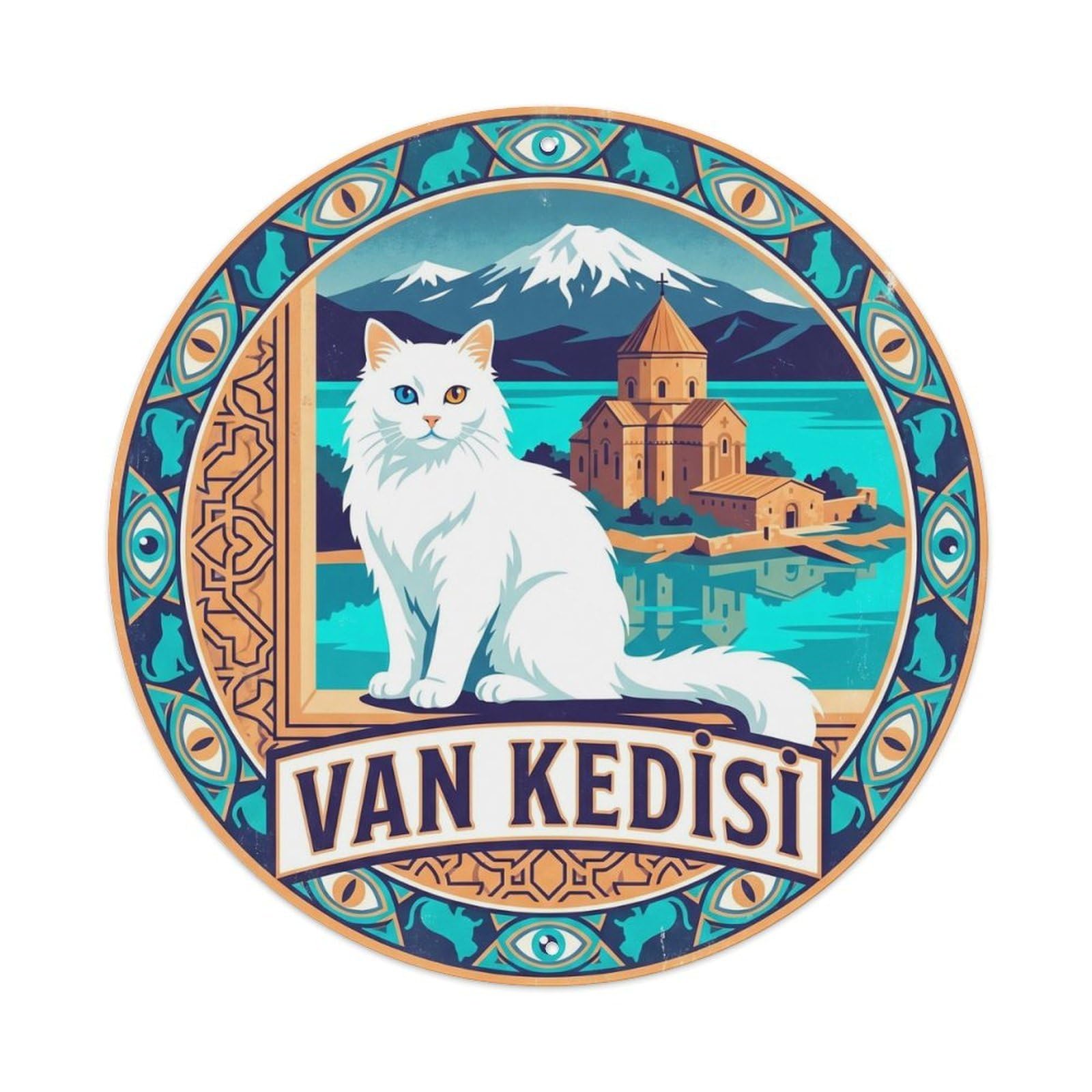 Van Cat Portrait Anatolian Pet Travel Classic Graphic Metal Tin Sign