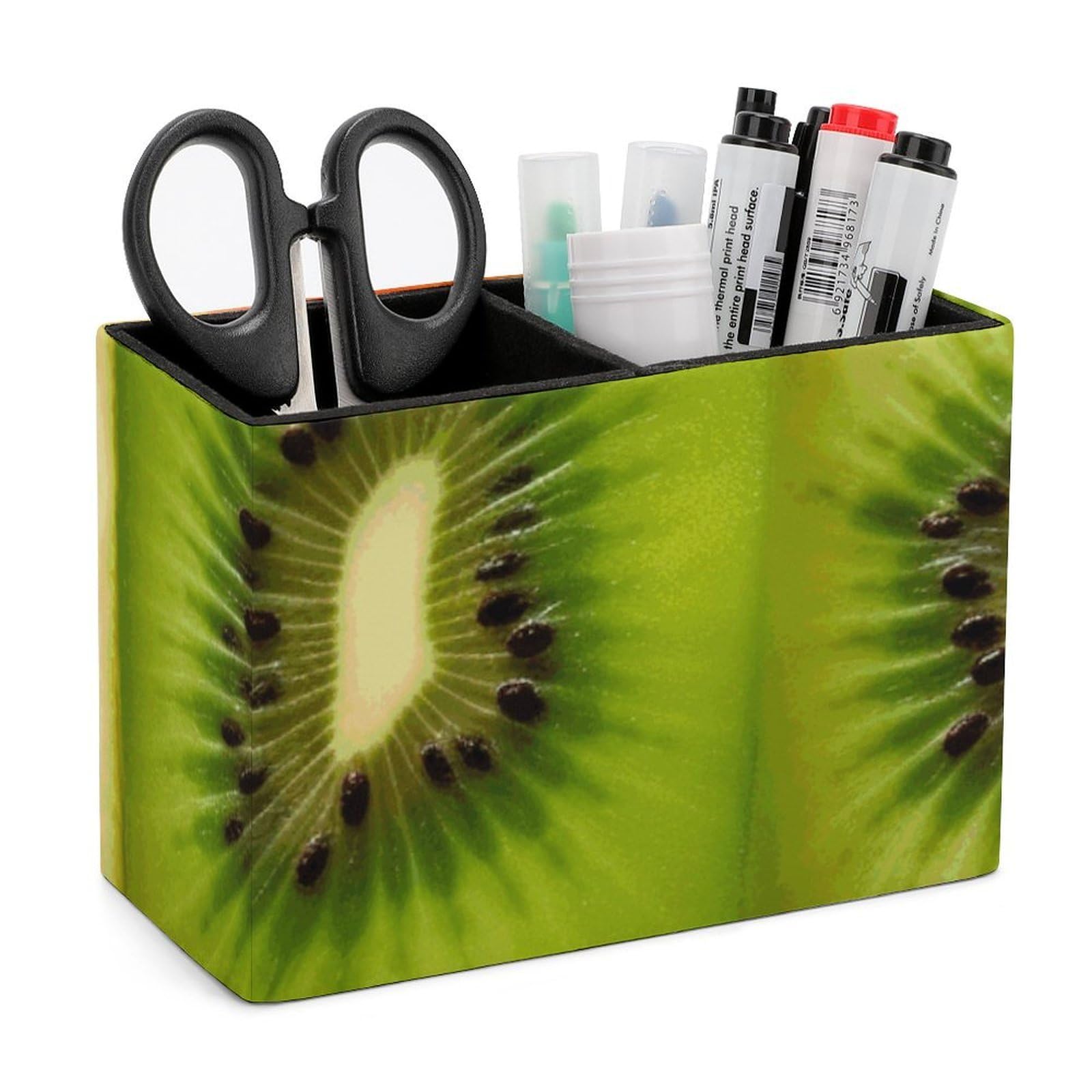 JTREHY Kiwi Watermelon Pencil Holder Exquisite Fashion Leather Pen Receptacle Soft High-End Pen Container for Office Home Accessories Or Housewarming Present