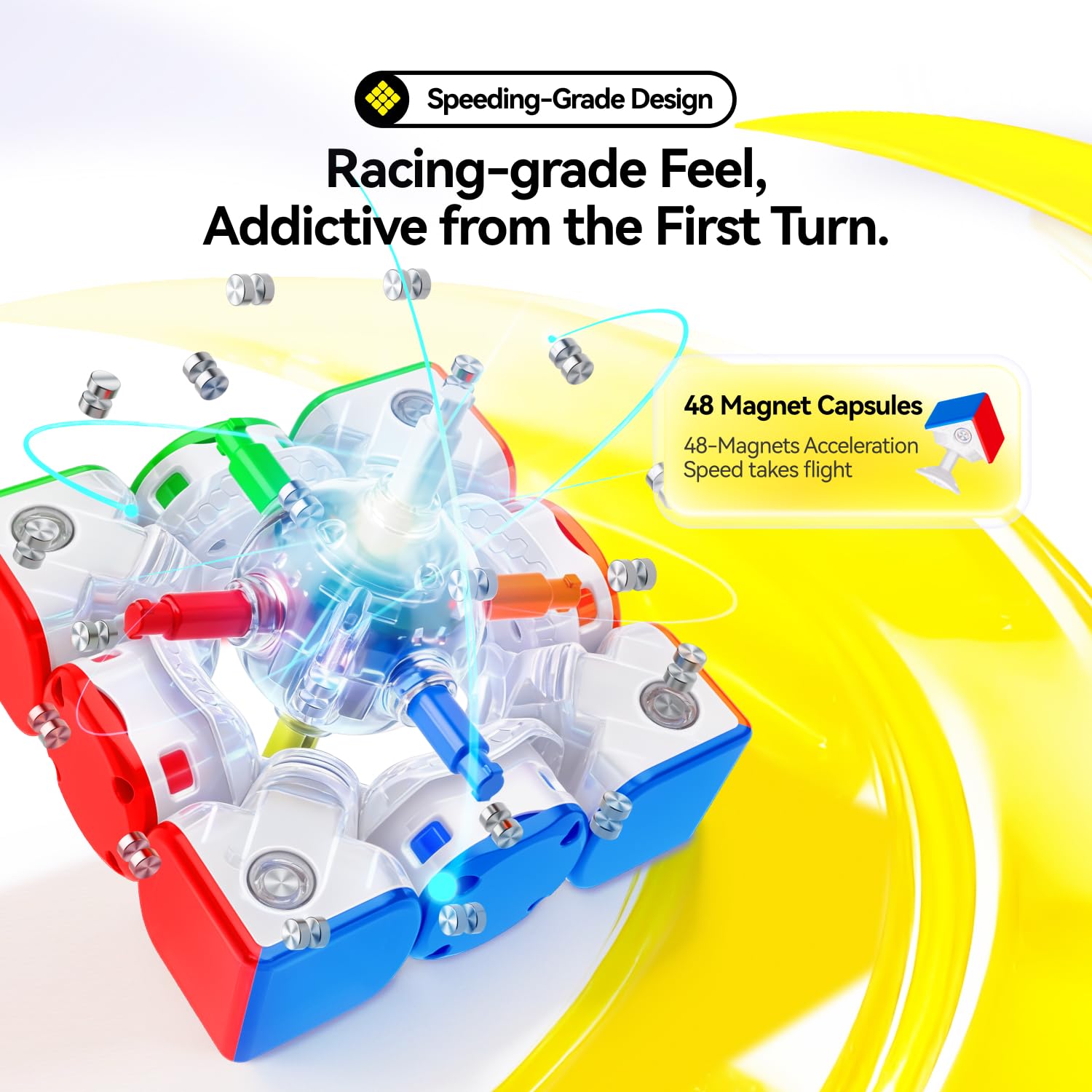GAN icarry4 Cubo di Velocità Professionale Smart cubo, 48 Magneti Integrati, 150 Ore di Autonomia, App con Dati di Risoluzione e Tutorial Guidati, Ideale per Principianti