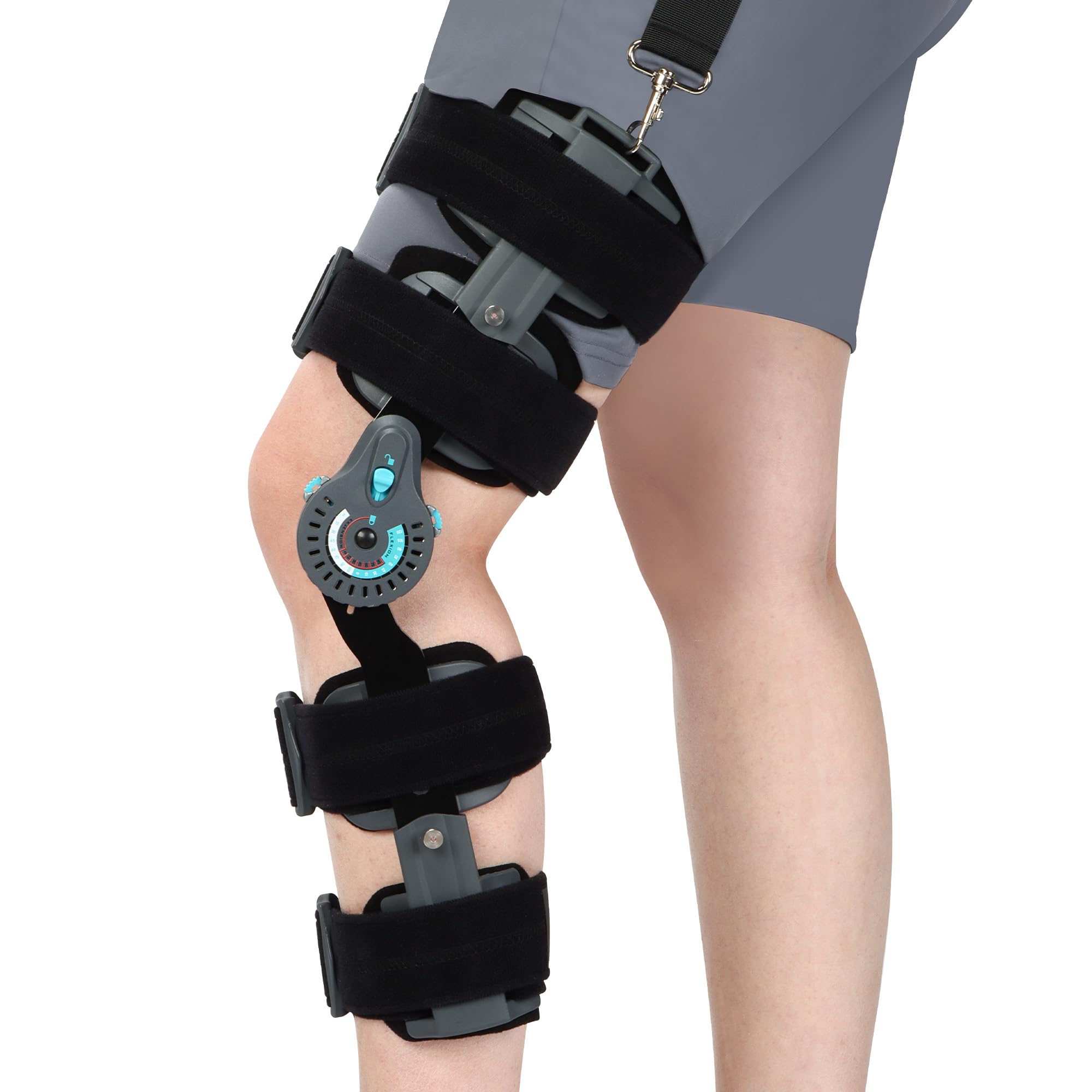 Rodillera con Bisagras Poste OP Inmovilizador de Rodilla Tirantes para Piernas Ortopédico Rótula Rodillera Inmovilizador de Rodilla Ortesis, Ajustable para Pierna Izquierda Derecha