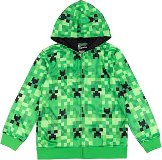 Minecraft Creeper Big Boys French Terry Zip-Up Hoodie Green 14-16 Price In India