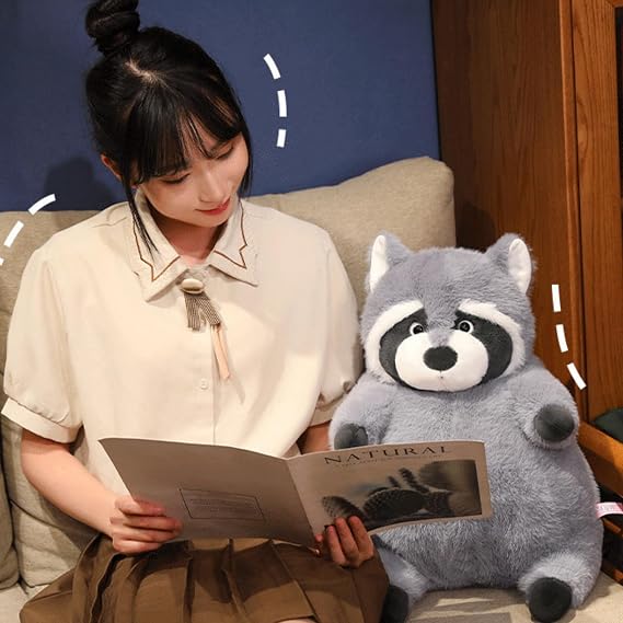 Kuscheltier Waschbär Sitzend SüßE Kuscheltier Waschbär Weiches Schmusetier zum Kuscheln & Spielen Tolle Geschenk für Freunde und Kinder (22 cmGrau)