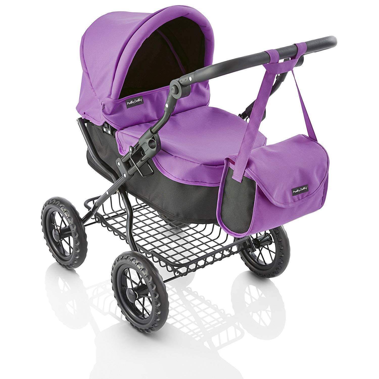 Molly Dolly Deluxe Dolls Pram with Adjustable Handle Height for