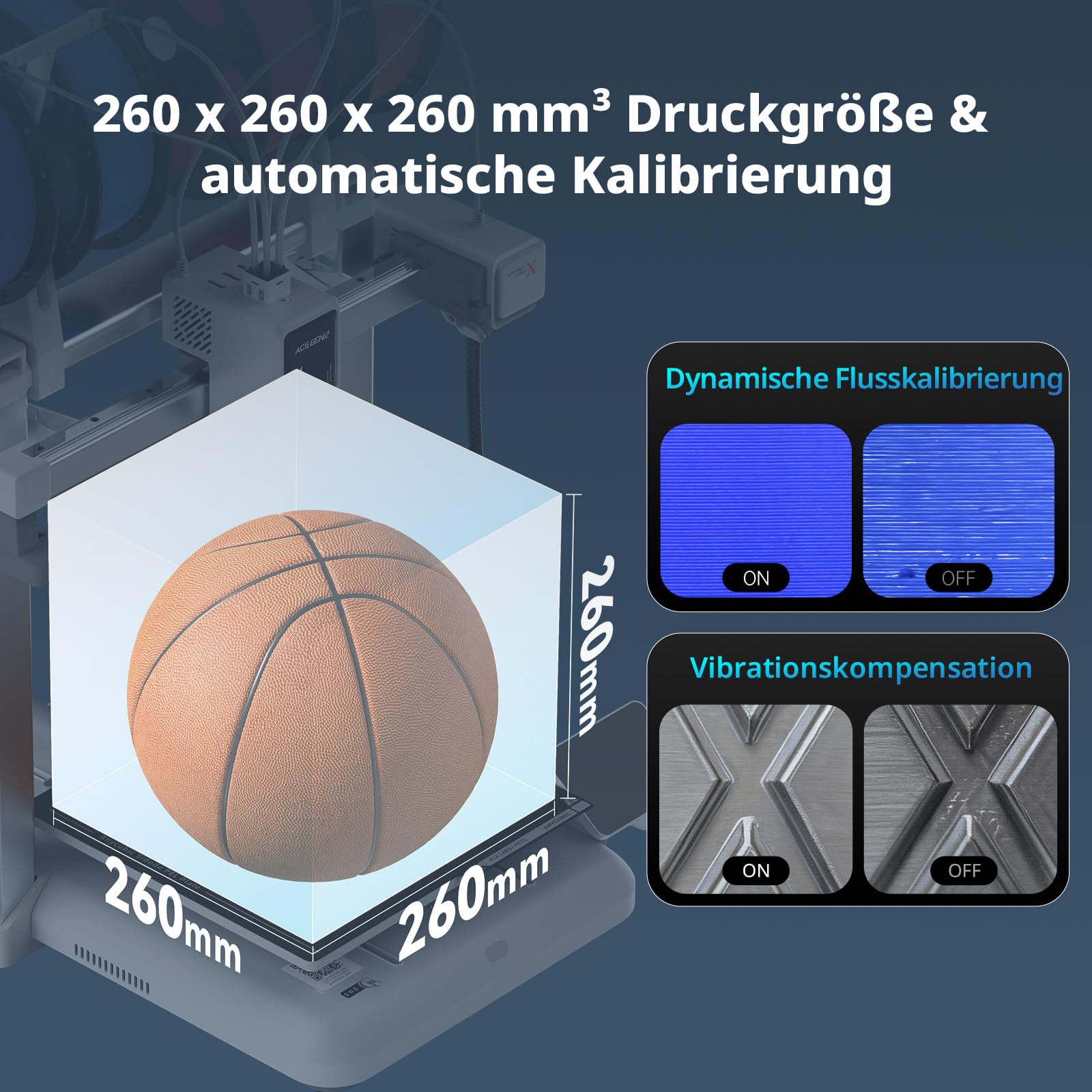 Anycubic Kobra X 3D Drucker Mehrfarbig, Verbesserte Auto Nivellierung für eine makellose erste Schicht, 600 mm/s Schnelles Drucken, 4 Farbdruck Max 19 Farben, 260 x 260 x 260 mm Druckgröße