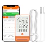GSP-6 Bluetooth Data Logger Temperature Humidity for Refrigerator with Shadow Data 100000 Points Export PDF/CSV Report, Pharmacy Vaccine DDL Calibration Certificate, MAX MIN with Dual Probe