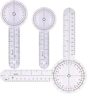 3 Pieces Goniometer Set 12 inch 8 inch 6 inch Goniometer Physical Therapy 360° Body Measuring Angle Ruler, Clear Plastic Goniometer for Measuring Range of Motion