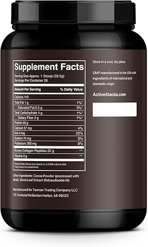 Miniatura 6 de Active Stacks Polvo de proteína de péptidos de colágeno para la salud del cabello, la piel, los huesos y las articulaciones, colágeno hidrolizado
