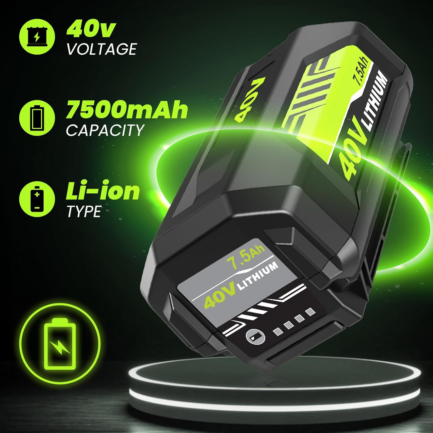40v 7500mAh OP4026A Replacement for Ryobi 40V Battery 7.5Ah Compatible with Ryobi 40 Volt Battery Lithium OP4026A OP4040 OP40201 OP4050A OP4015 OP40261 OP4030 OP40401 OP4060 Power Cordless Tools