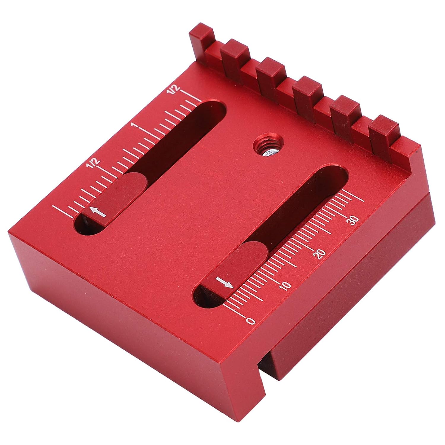 Saw Seam Ruler Woodworking Gap Gauge Aluminum Alloy Dual Scale Measuring Tool for Table Saw Bevel Saw Engraving Table Adjustable Notch Size 0 to 30mm 0 to 1.2 Inch