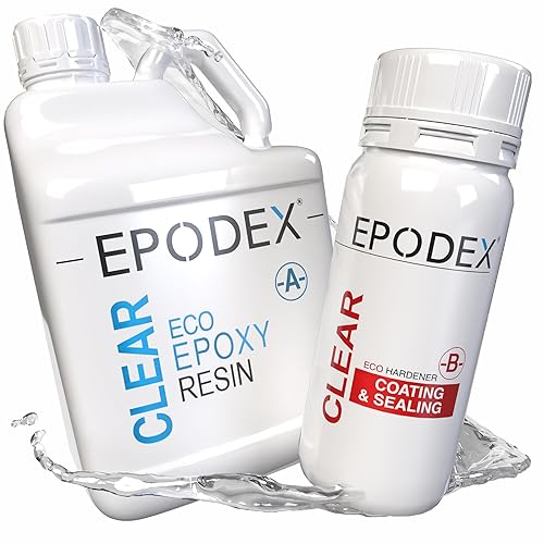 EPODEX Kit de resina epoxi para revestimiento y sellado, resina epoxi transparente para revestimientos, reparaciones y manualidades con acabado