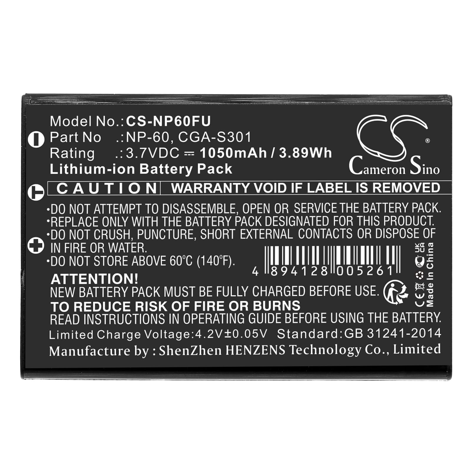 Batteria 1050mAh 3.7V Compatibile Con Lumicron, Aito, E Modelli DV-5, 4013, LDC E Molte Fotocamere