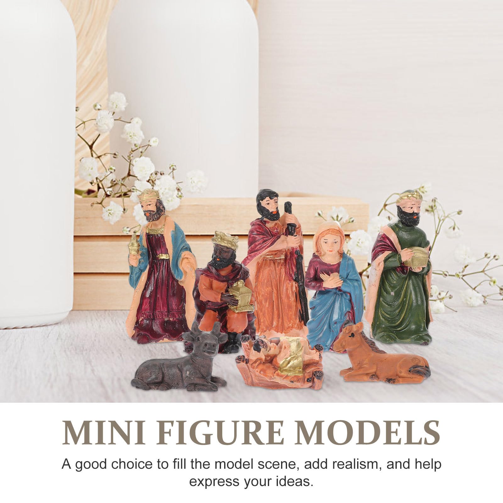 TOYANDONA 4 Sets Kleines Krippenset aus Kunstharz, für Büro und Kirche
