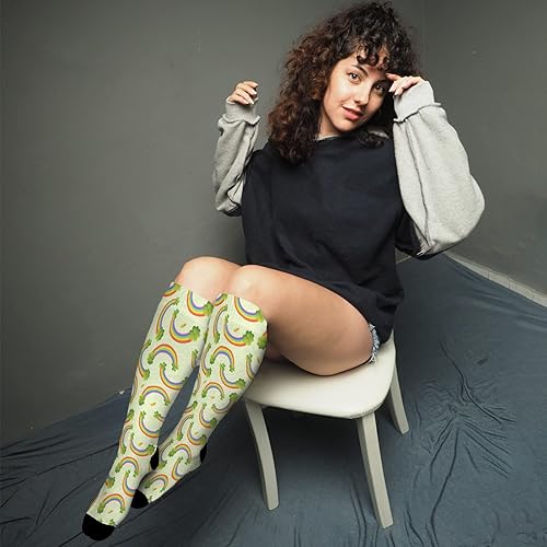 Miniatura 4 de devor Calcetines para mujer hasta la rodilla, calcetines atléticos, calcetines de moda de hadas con tréboles verdes de la suerte