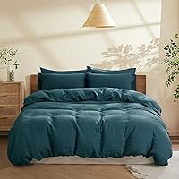 Vista 9 de S VICTORY SYMBOL - Juego de funda de edredón de lino 100% orgánico, juego de ropa de cama de lino francés lavado a piedra, funda de edredón