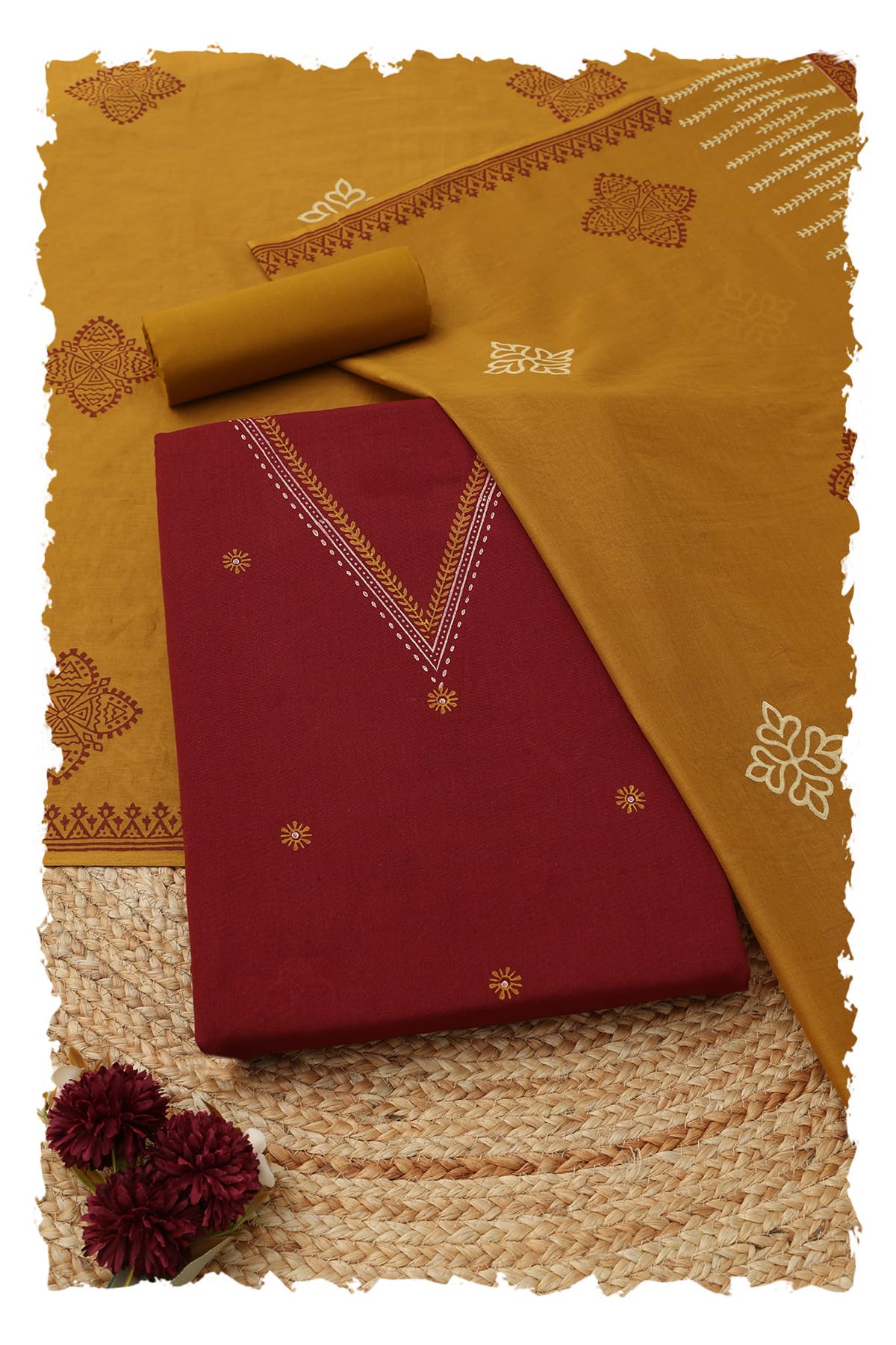 soch Womens Cotton Ethnic Motifs Dress Material With Applique Work and Thread Work-picture-38