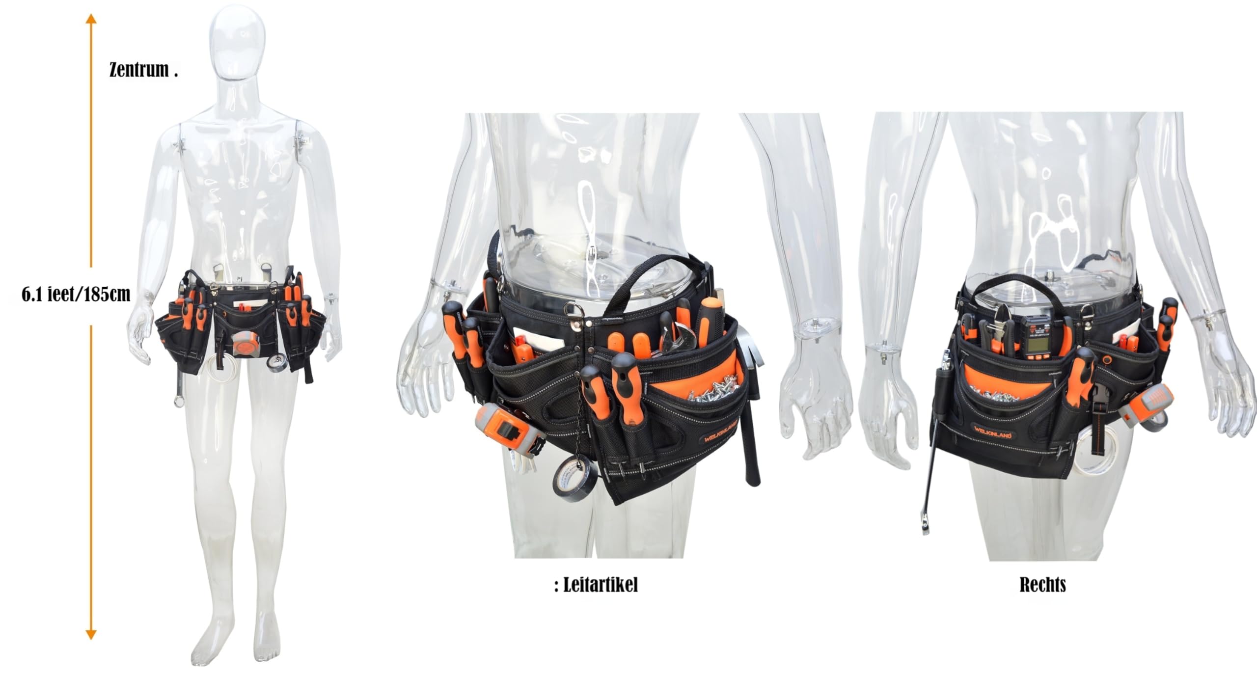 WELKINLAND Robuster Elektriker-Werkzeuggürtel, Elektriker-Werkzeugtasche, Techniker-Werkzeugtasche, HVAC-Werkzeuggürtel für Herren