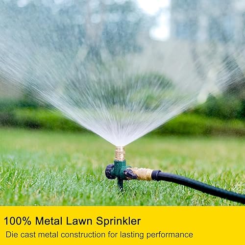 Miniatura 2 de FANHAO Paquete de 2 aspersores de metal para patio, rociador automático de agua de jardín en base de punta, boquilla de rociador de latón ajustable