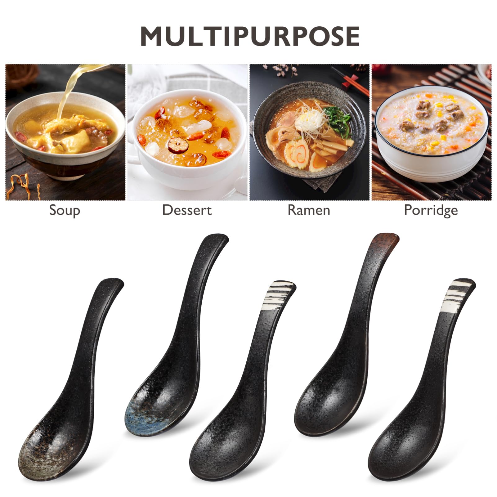 UPKOCH 10piezas Cuchara De Cerámica Japonesa Utensilios De Cocina Para Arroz y Aperitivos Diseño Retro y Para y Casa