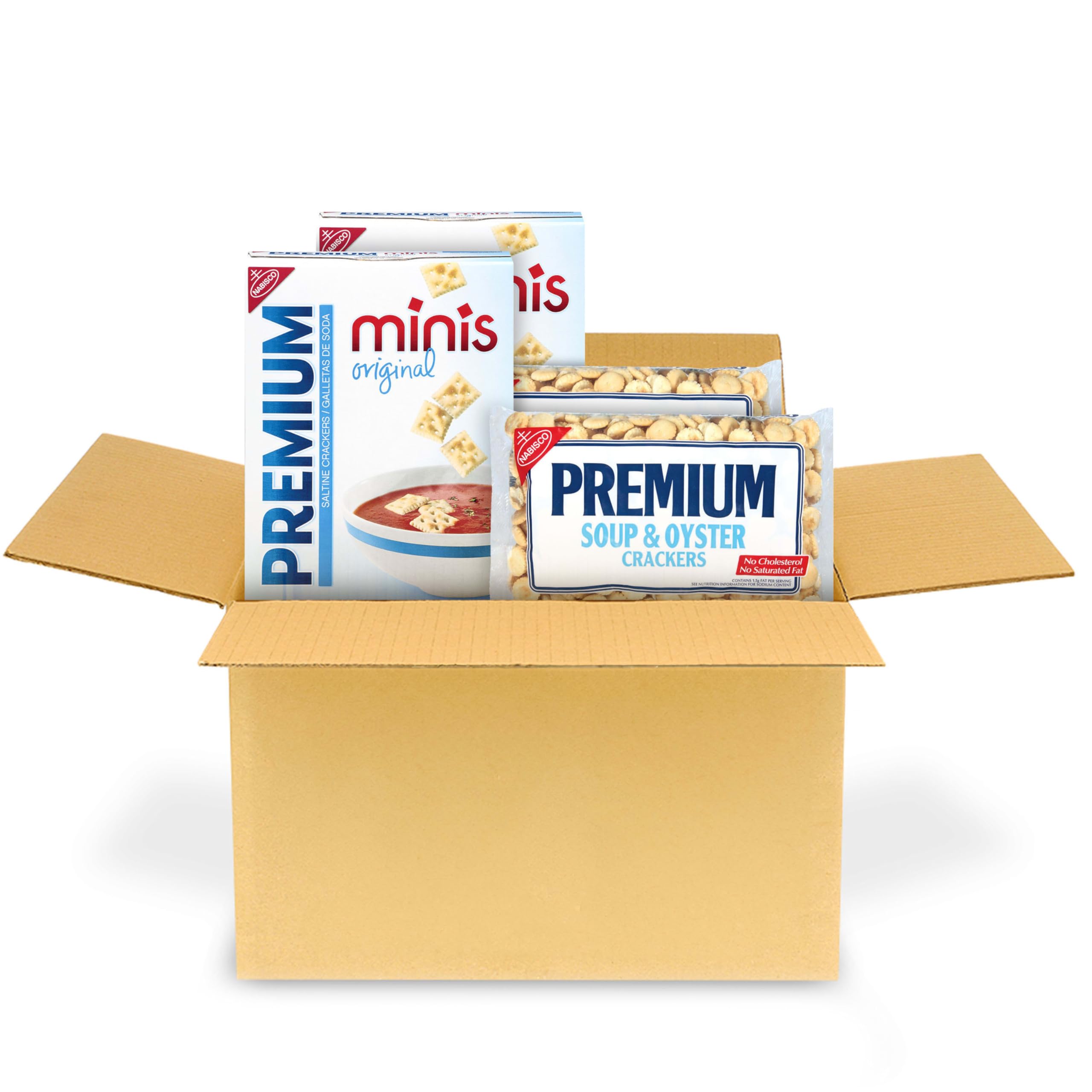 Saltine Crackers Variety Pack, 2 Mini and 2 Soup & Oyster Crackers, Lunch Snacks, Bulk Snacks, 4 Packs