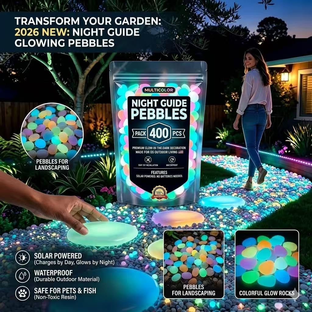 Colorful Glow-in-the-Dark Garden Stones, 2026 New Glowing Pebbles for Garden Outdoor,Beautiful Luminous Stepping Stones Glow Rocks Walkway Patio Yard Landscaping(Multicolor,800pcs)