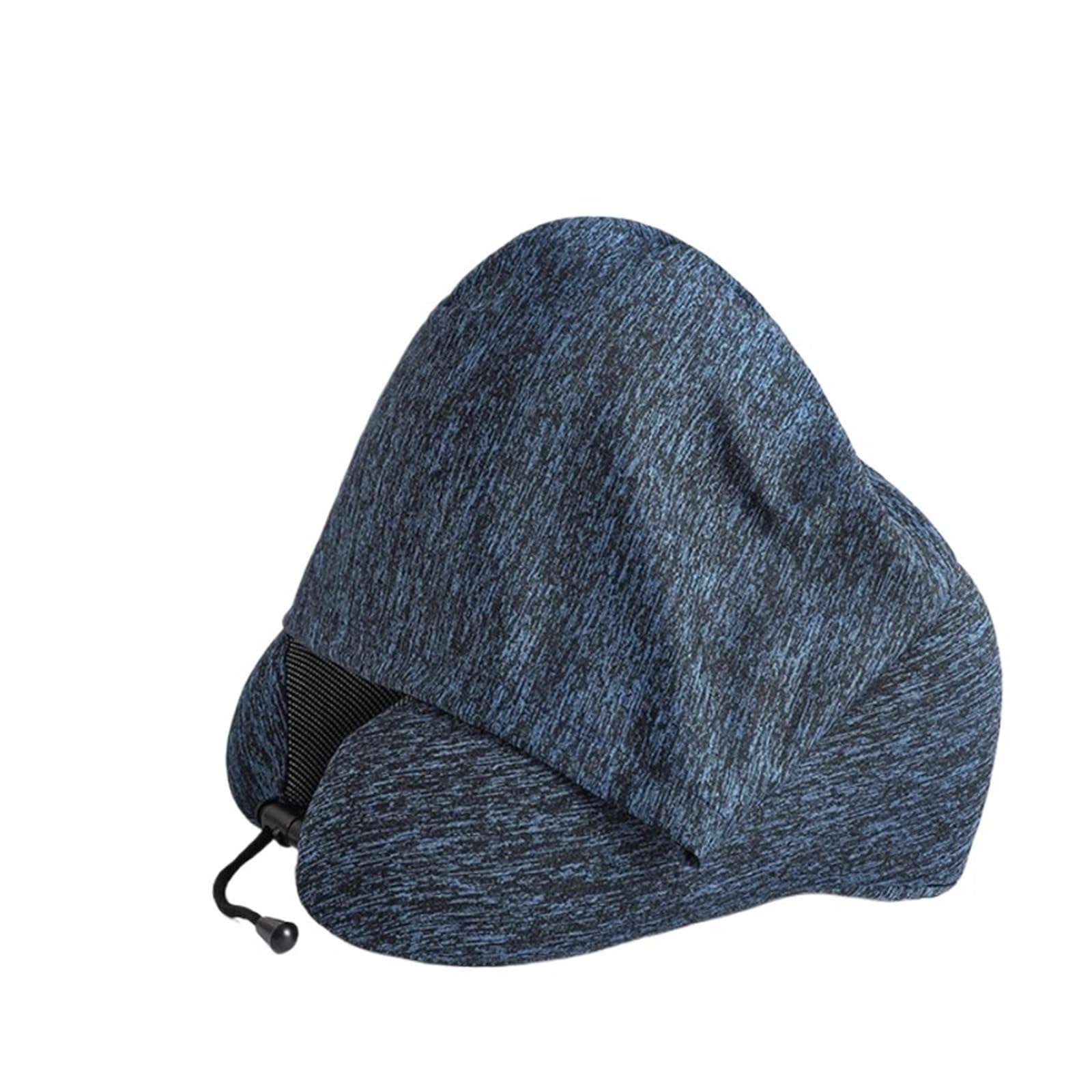 WWYYZAYC Multifunctional Hooded Memory Foam U-shaped Pillow Office Pillow Travel Cervical Pillow Easy To Store Nap(Blue)