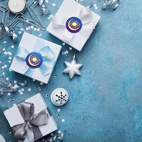 Miniatura 5 de CRASPIRE Juego de sellos de cera con diseño de luna, sol, nubes, latón, 0.98 pulgadas, extraíble, 1.181 in, con 1 mango de madera retro para bodas,