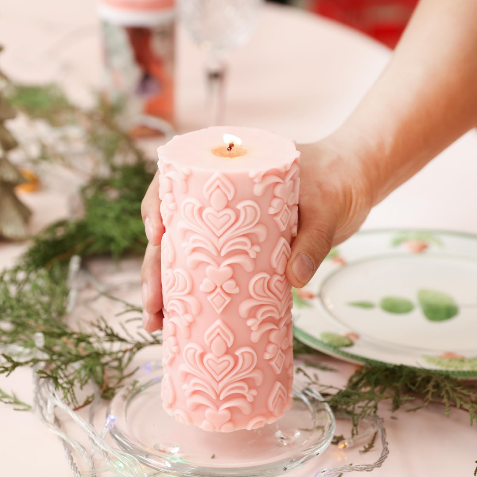 BOOWAN NICOLE Moldes de silicona para velas de pilar, moldes de velas,Moldes redondos esféricos para fundición para hacer velas, adornos artesanales