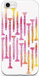 Inspired Cases - 3D Textured iPhone 8 Case - Rubber Bumper Cover - Protective Phone Case for Apple iPhone 8 - Clarinet Pattern - Watercolor