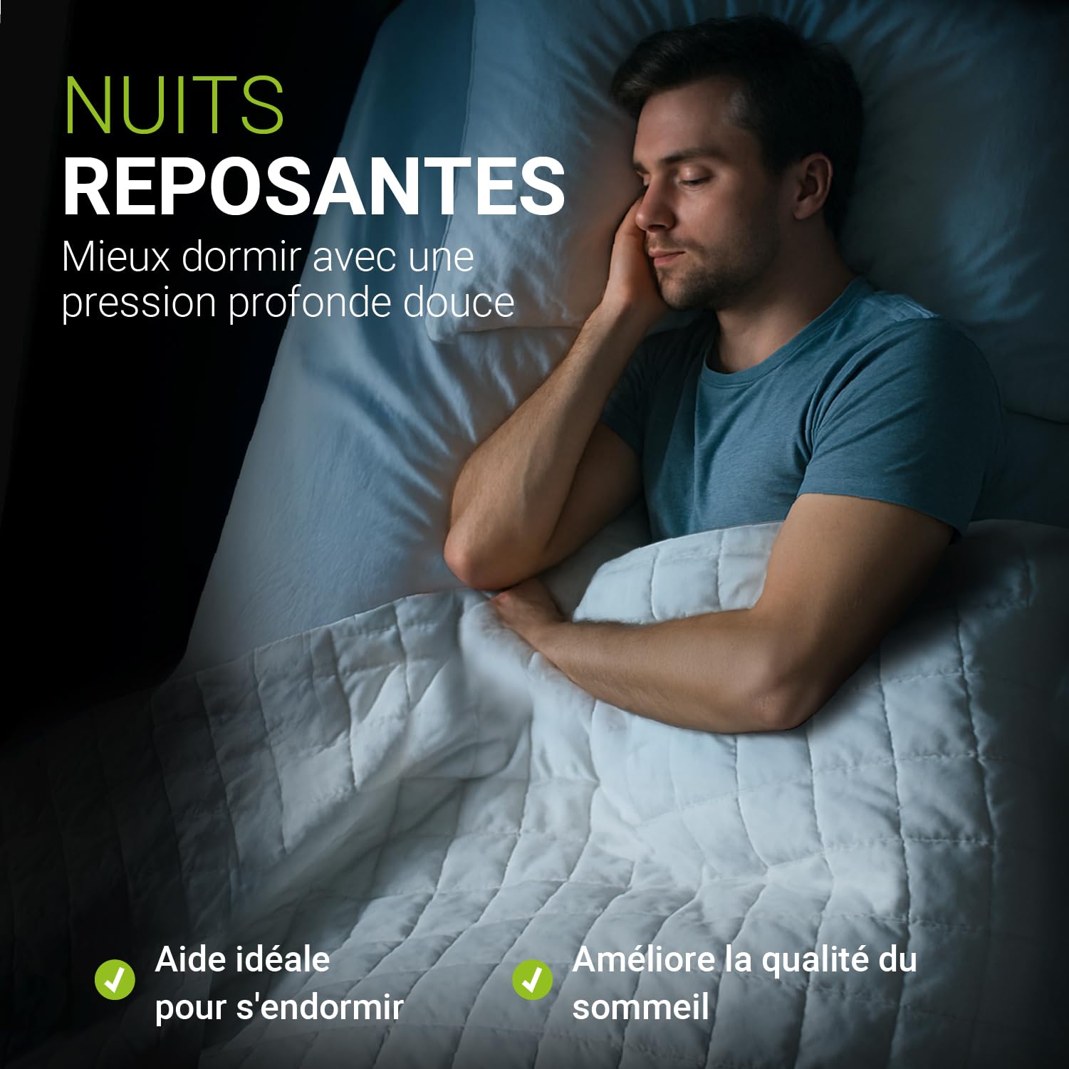 Juskys Couverture lestée 135x200 – Thérapeutique & Anti-Stress – Coton, Microfibre & Perles de Verre – pour Sommeil réparateur – 5 kg