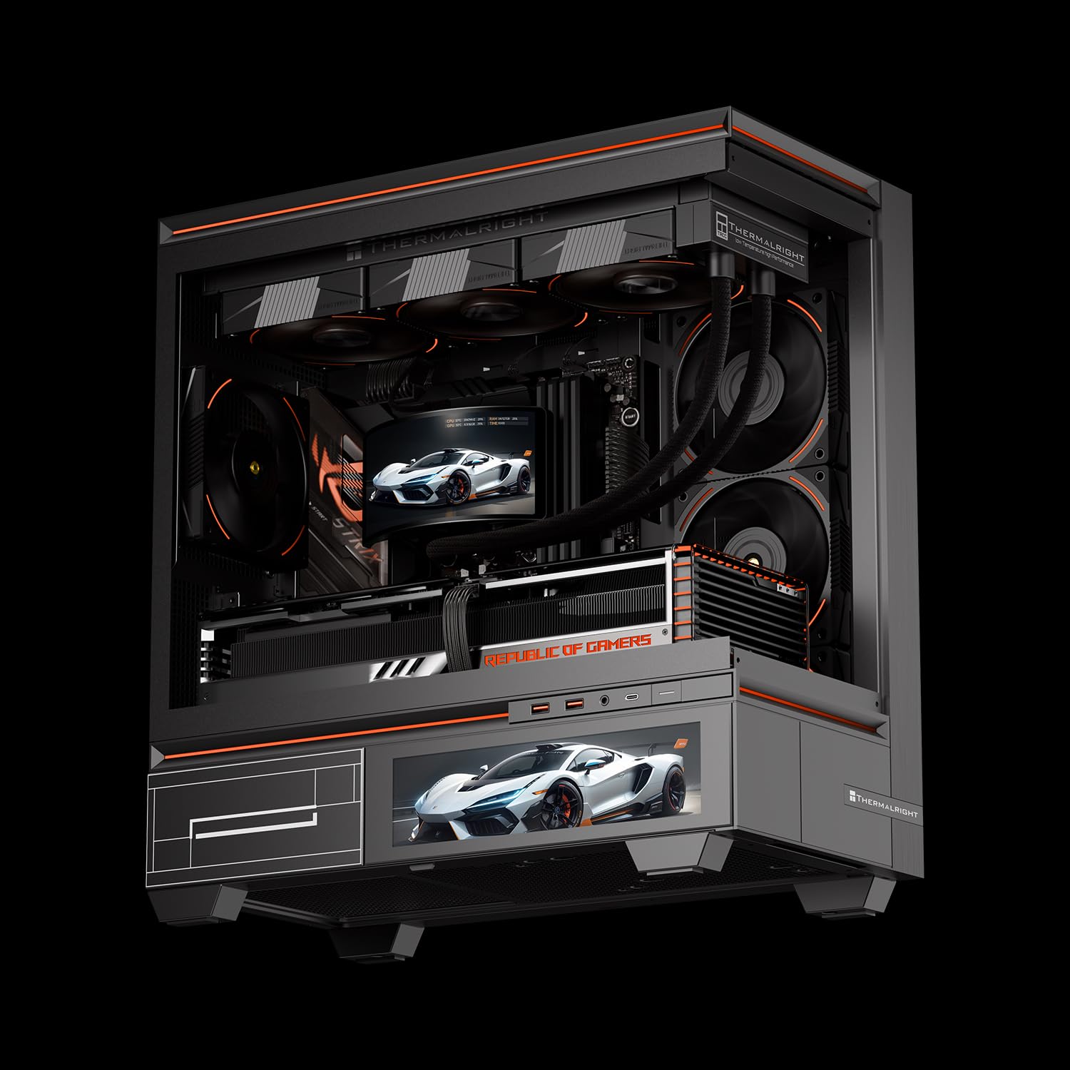 Thermalright Rainbow Vision 360 Turbo ARGB Black Refroidisseur de liquide pour processeur AM5/Intel LGA1851/1700, écran incurvé de 6,67", ventouse magnétique avec une résolution de 2400 x 1080