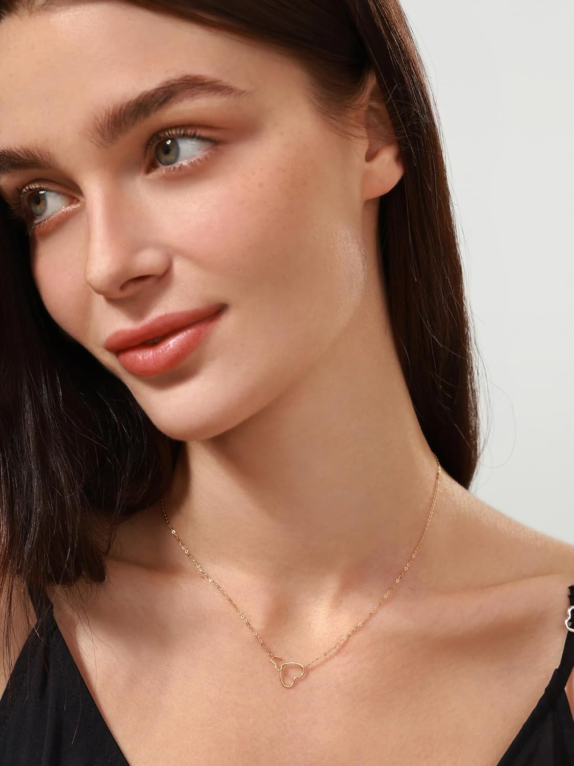 FANCIME Real 14K Solid Gold Bracelet Necklace Fine Jewelry Love Heart Pendant Promiss Anniversary Birthday Mothers Day Gifts for Women Mom Her