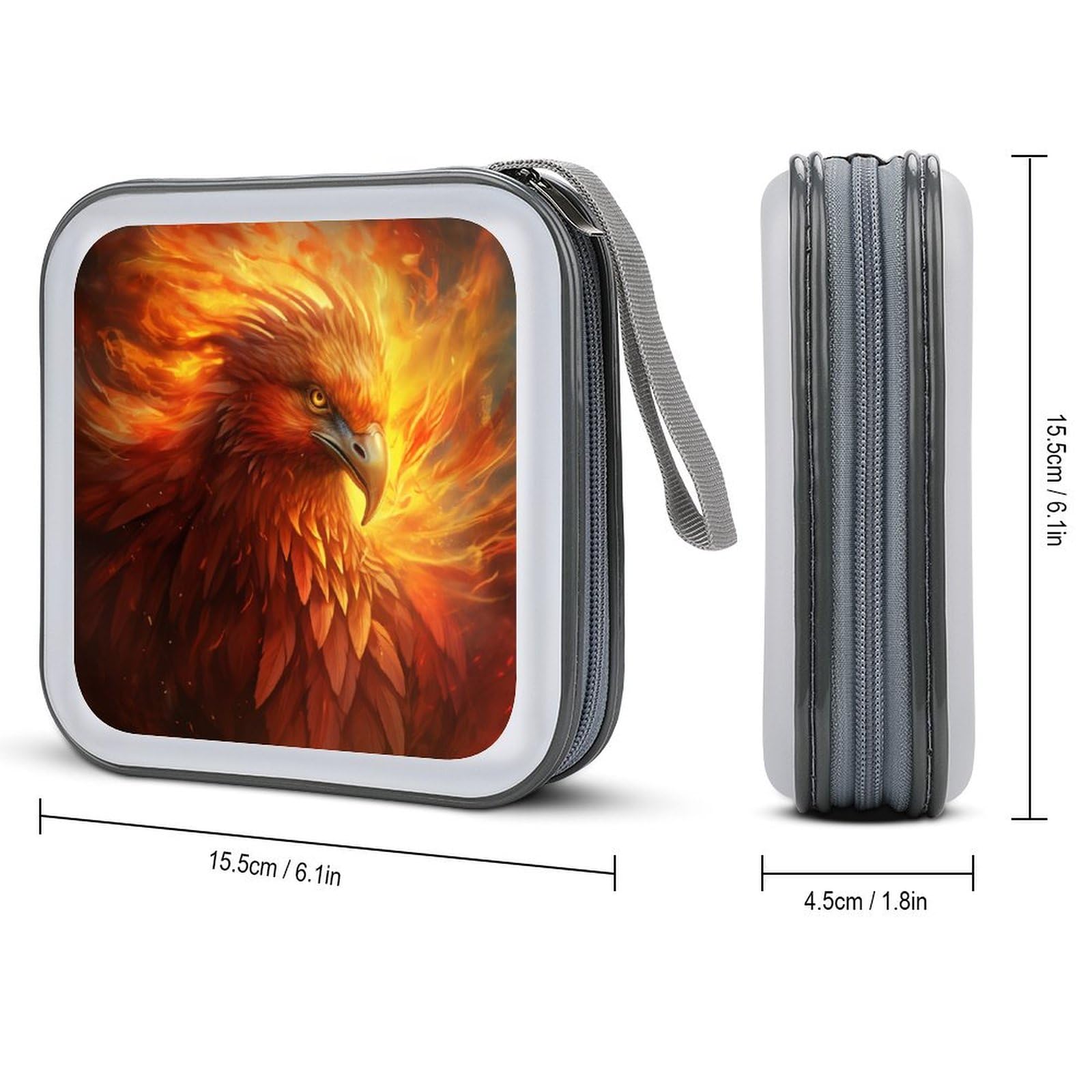 DuduYH Gorgeous Fiery Phoenix CD Case DVD Storage Case Portable