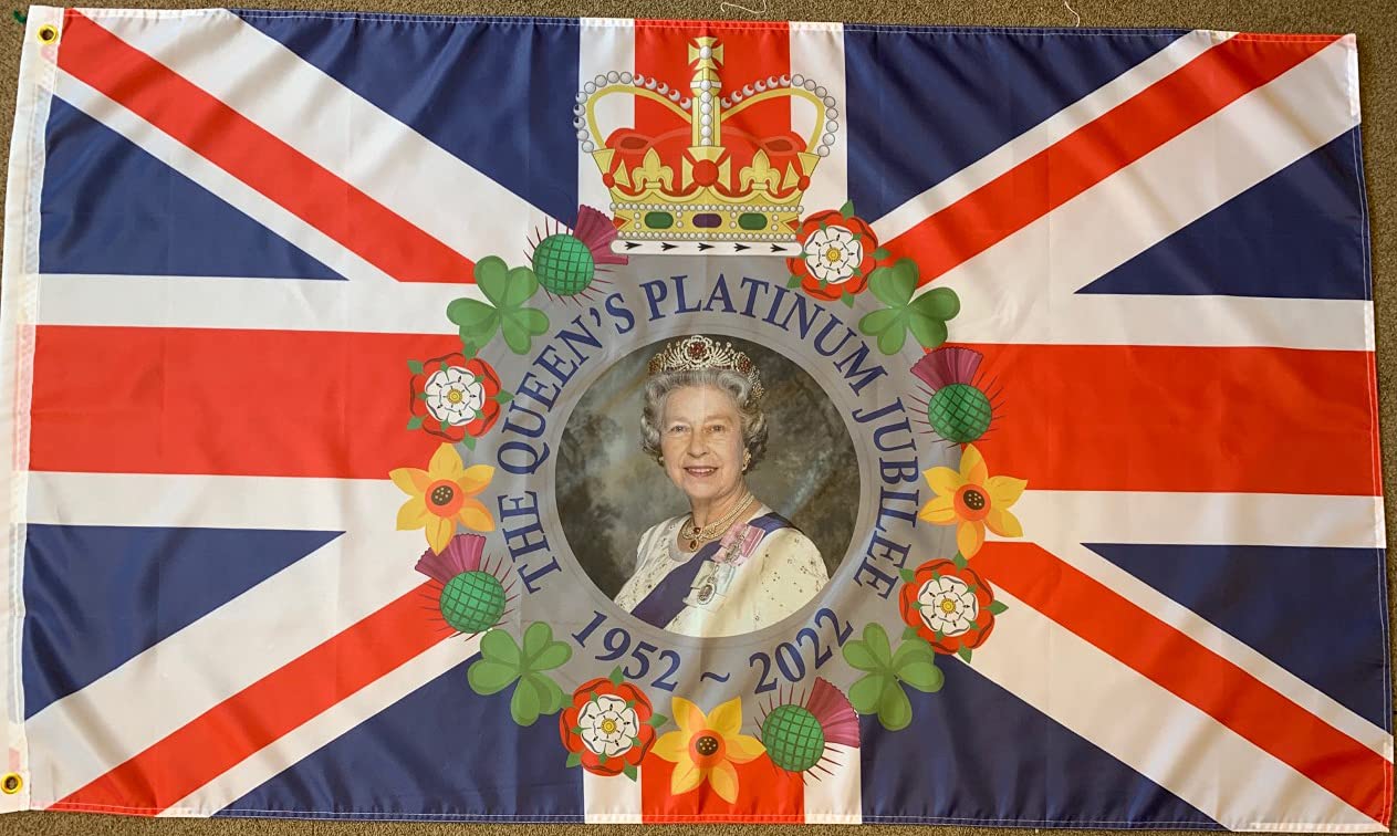 Buy Queen Elizabeth Platinum Jubilee 5x3ft Flags with eyelets queens