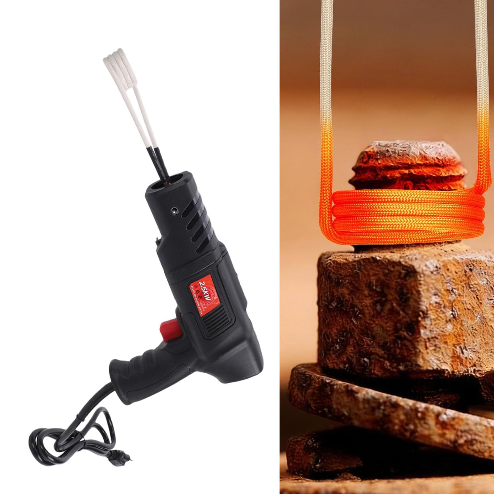 FTVOGUE Nagrzewnica Indukcyjna 2500 W Magnetyczna Nagrzewnica Indukcyjna Narzędzie śrubowa 25S Szybkie Nagrzewanie Bezpłomieniowe z 4 Cewkami do Naprawy (Abs)