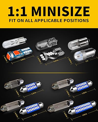 Miniatura 2 de Juego de 42 bombillas LED BA9S T5 T10 de 1.142 in, 1.220 in, 1.417 in, 1.614 in, BA9S, T5, T10, repuesto LED superbrillante de 12 voltios para