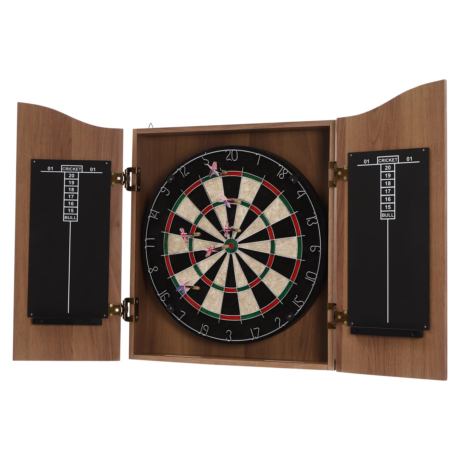 RocoReny Dartboard Cabinet Set with 6 Darts for Adults, Sisal Board Classic Dartboard Cabinet, Steel Tip Dart Board Set,Wall-Mounted Dart Boards Set for Home, Bar, Game Room (6 Darts-Brown, Classic)