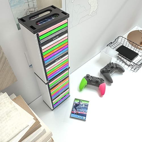 Vista 9 de HEATFUN Torre de almacenamiento para juegos de PS5, soporte de almacenamiento para juegos de PS5, PS4, Xbox One (para 36 cajas de juego)