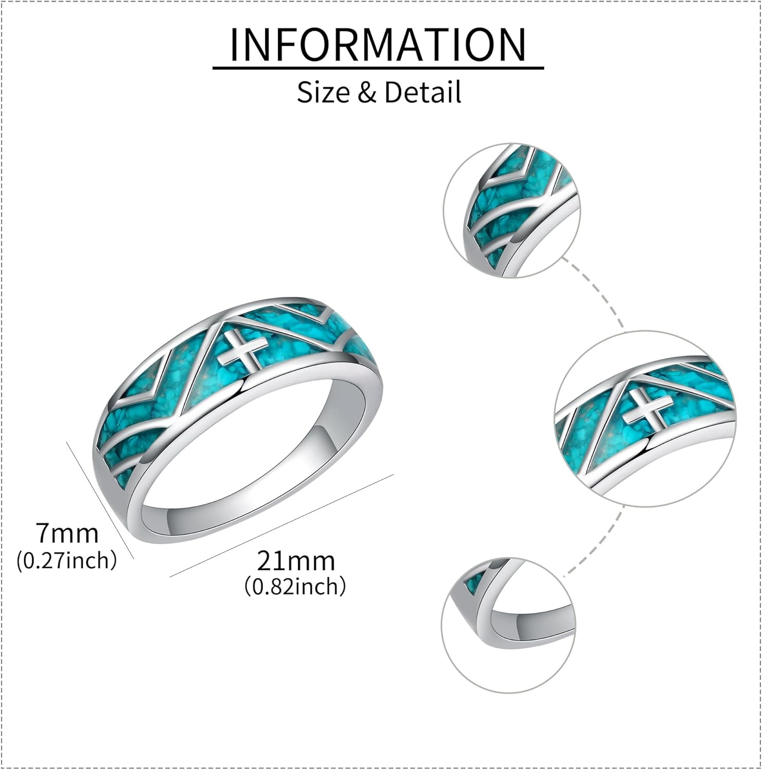 ONEFINITY Turquoise Rings S925 Sterling Silver Turquoise Ring Jewelry Gift For Women Men - Image 5