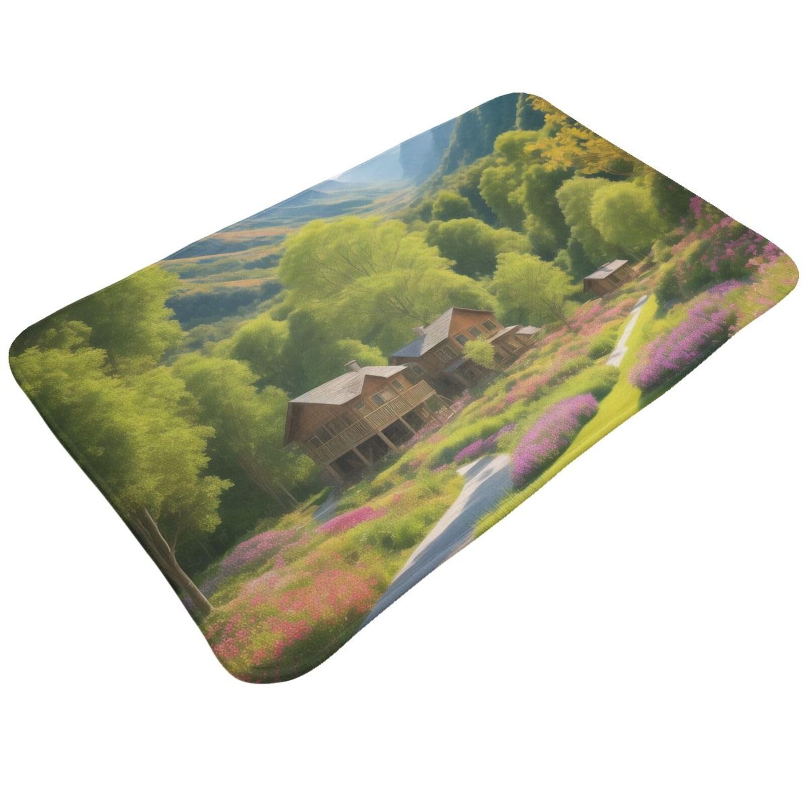 Landscape Printed Print Living Room Bathroom Kitchen Anti Slip and Absorbent Carpet, Indoor Entrance Door Muddy Floor Mat, Ultra Soft Washable Carpet 21x31.5 Inches