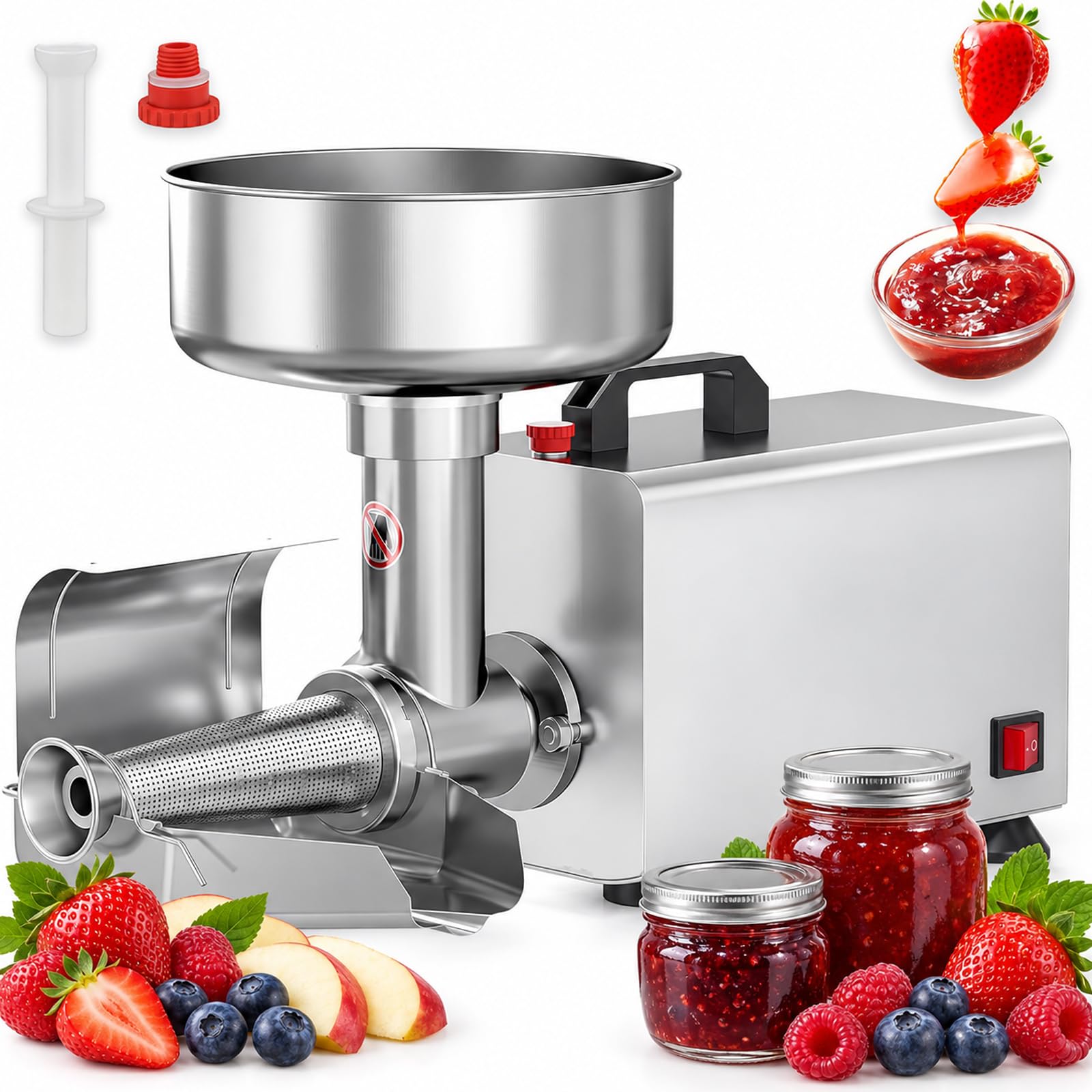TYH Machine À Confitures Et Sauces 450 W, Presse-tomates Électrique Professionnelle, Capacité 90-160 Kg/h, en Acier Inoxydable 304 pour Confitures Et Sauces