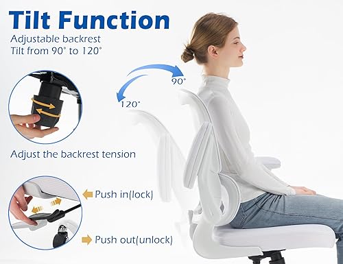 Miniatura 6 de TRALT Silla ergonómica de oficina, silla de escritorio con soporte lumbar ajustable, silla de computadora cómoda de malla con reposabrazos