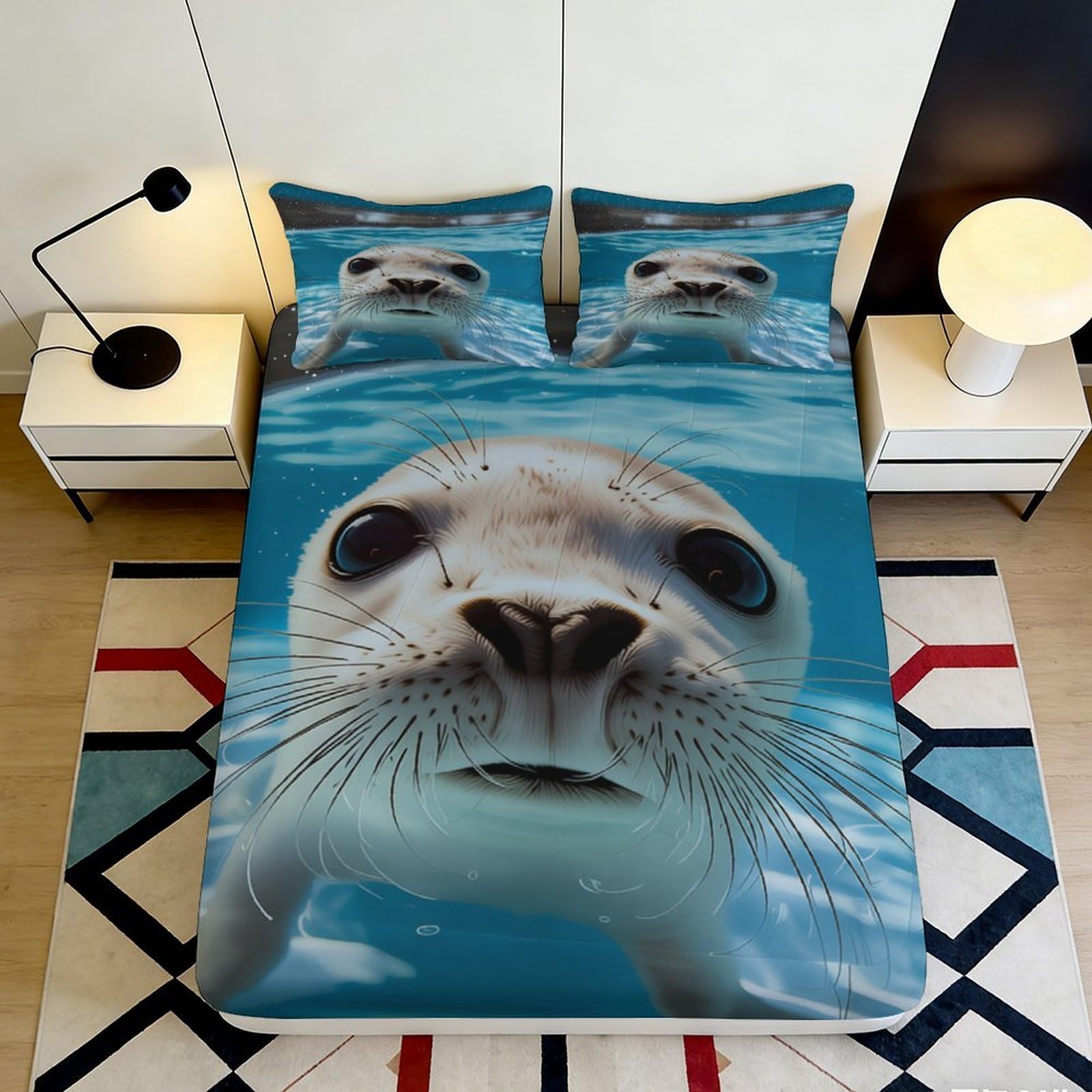 3D Printed Deer Forest Fitted Sheet Microfiber Deep Pocket Non-Slip Deer Forest Mattress Fitted Cover for Bedroom Adults Teens 90x200x25cm