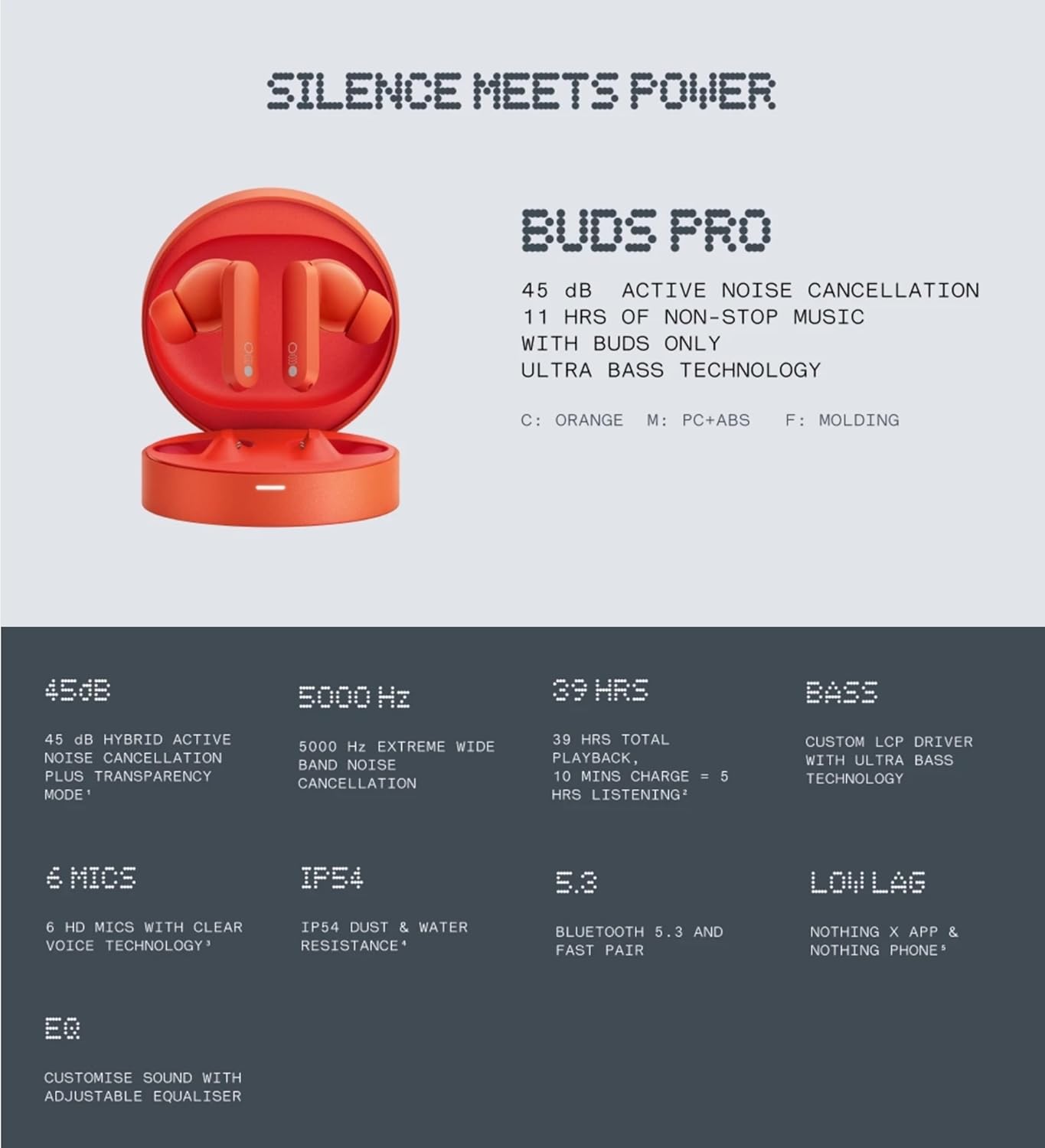 CMF by Nothing Buds Pro True Wireless Earbuds with 45 dB ANC and 39-Hour Battery Life true wireless earbud price comparison image - view 7